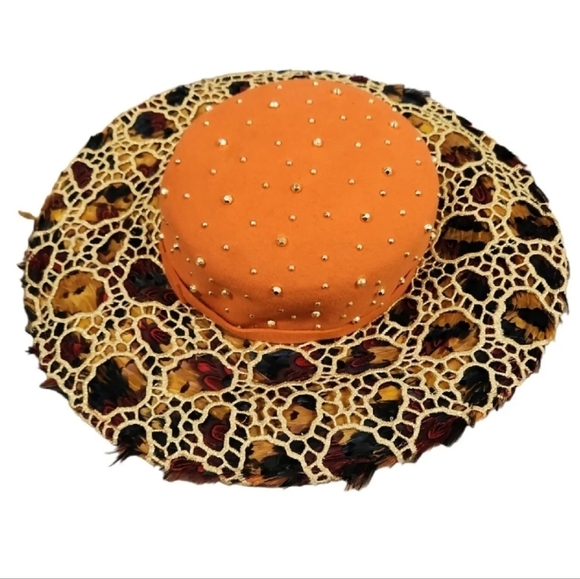 Jack Mcconnell BOUTIQUE‎ Feathers, Lace & Studs Wool Hat RARE main image 4